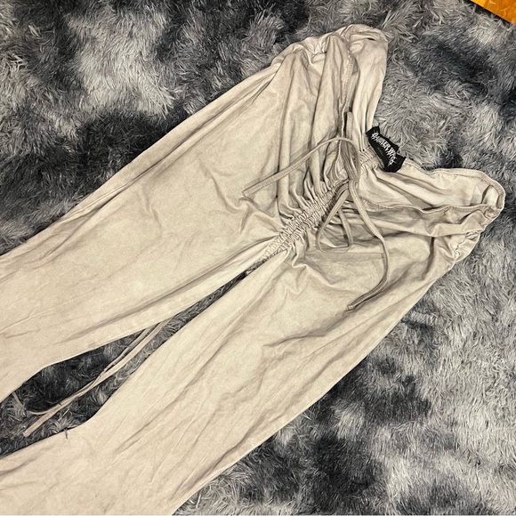 Dolls Kill x Darker Wavs FADER V-CUT WASHED BELL BOTTOMS - ECRU - Picture 2 of 6